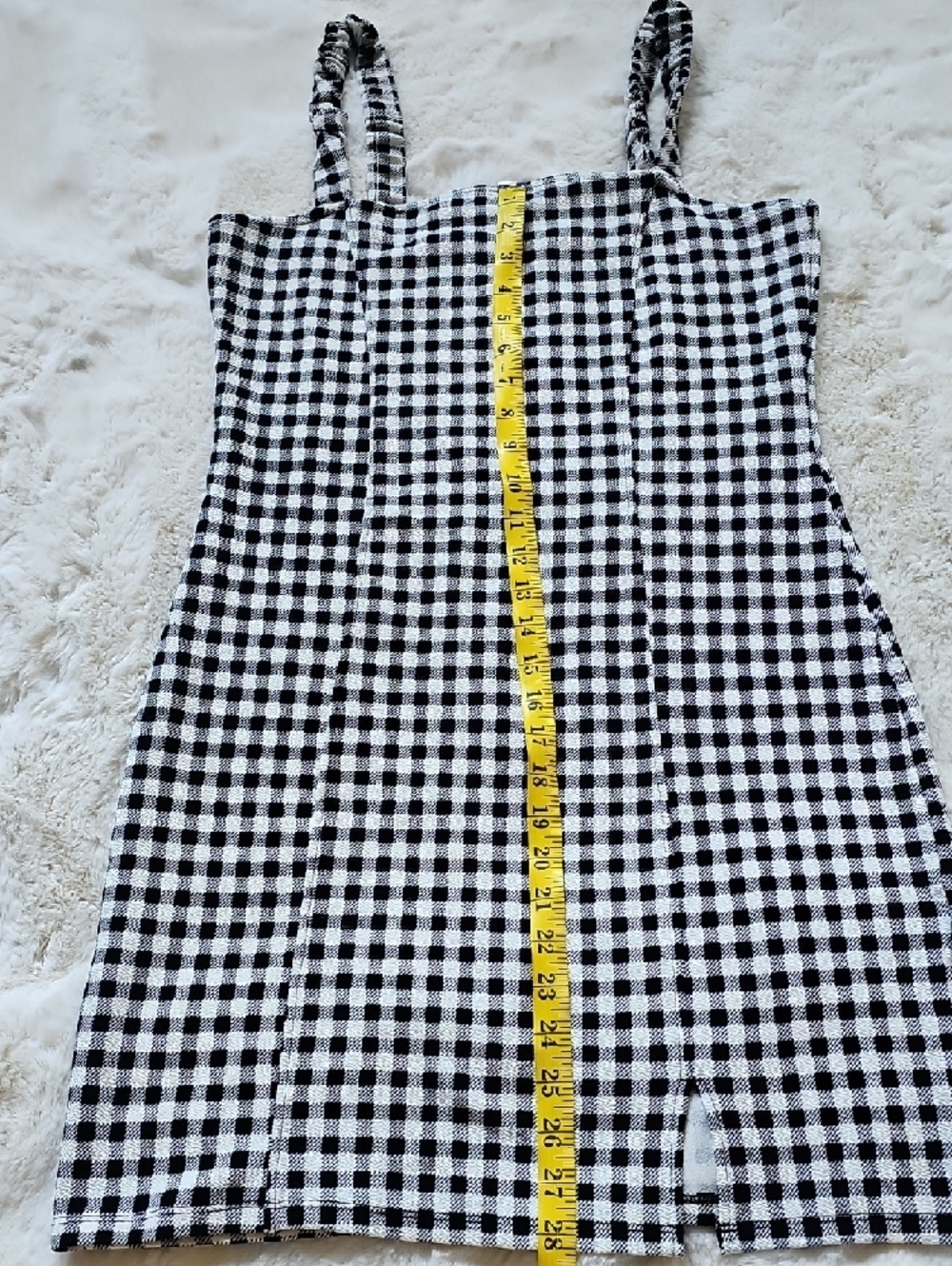 Black & White Mini Dress with Slim Straps - Picture 4 of 9